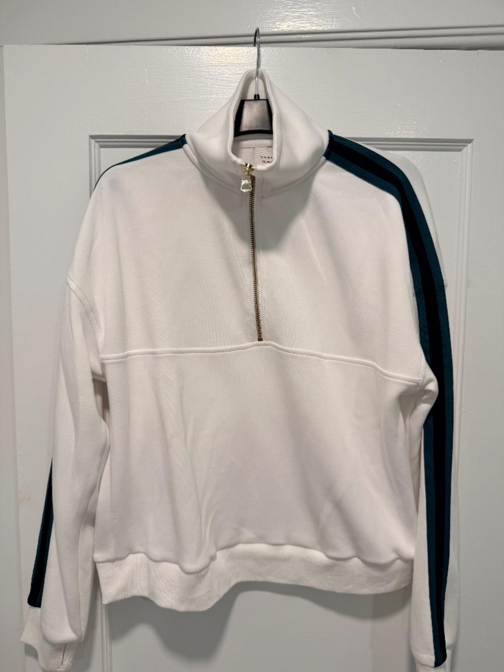 Varley 1/4 Zip Sweatshirt - Sporty Navy/Green Trim - Size S